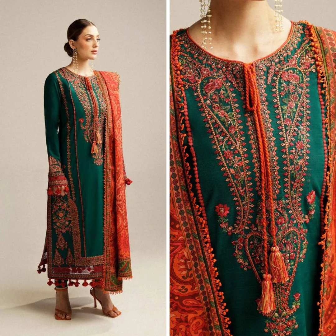 Rehan Rehar 3 Piece Embroidered Lawn with Chiffon Dupata Dress WC994