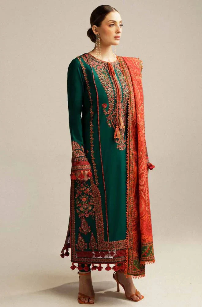 Rehan Rehar 3 Piece Embroidered Lawn with Chiffon Dupata Dress WC994 - Image 2