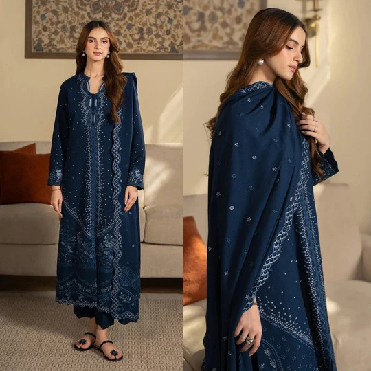 Sapphire 3 Piece Dhanak Embroidered Dress with Dhanak Shawll WC1262