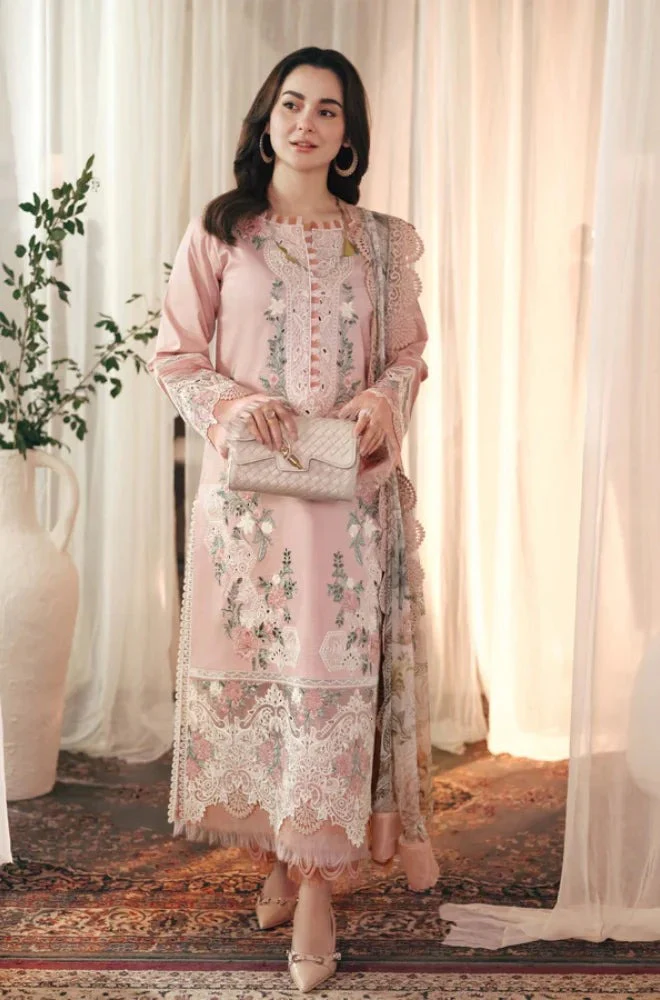 Sapphire 3 Piece Lawn Chickenkari Embroidered dress with Printed Chiffon Dupata WC1053 - Image 3
