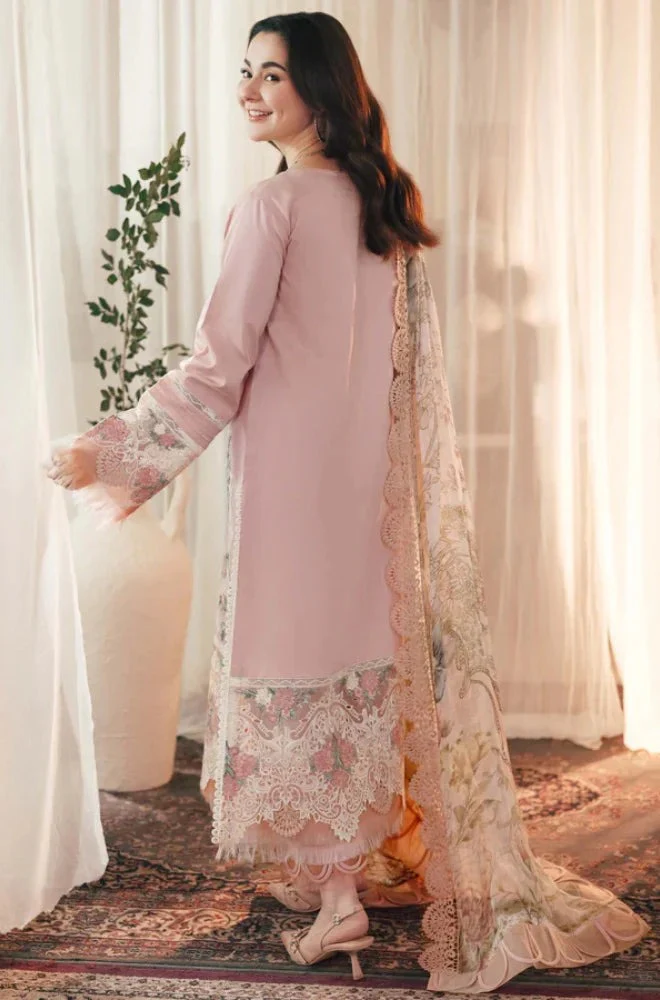 Sapphire 3 Piece Lawn Chickenkari Embroidered dress with Printed Chiffon Dupata WC1053 - Image 4