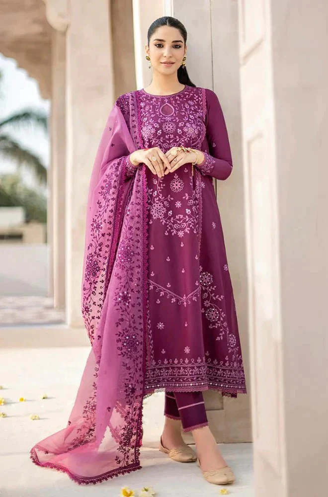 Sapphire 3 Piece Lawn Embroidered Dress Organza Dupatta WC726 - Image 2
