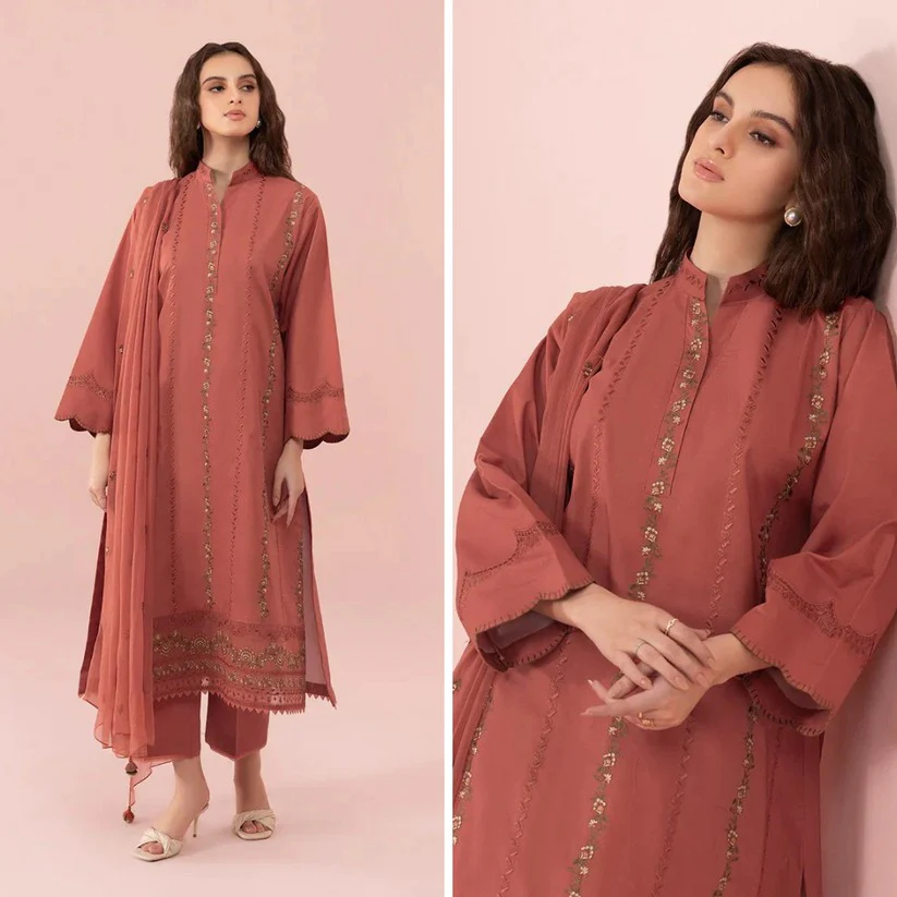 Sapphire Embroidered Lawn Dress Chiffon Embroidered Dupatta 3PC WC731