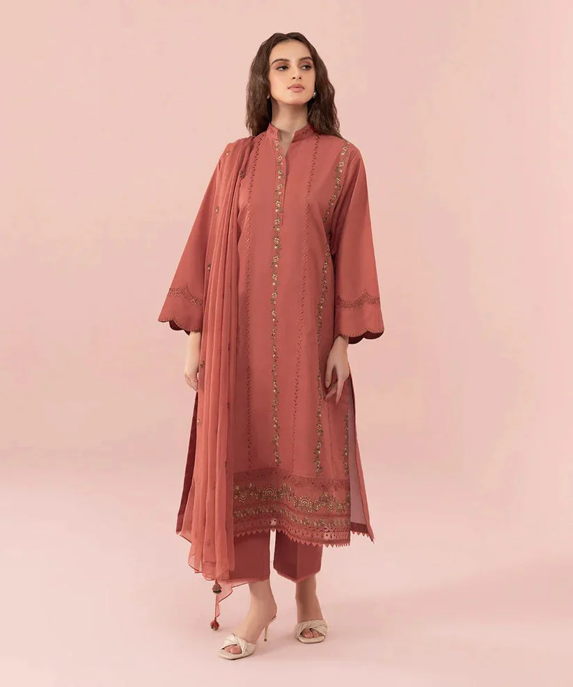 Sapphire Embroidered Lawn Dress Chiffon Embroidered Dupatta 3PC WC731 - Image 2