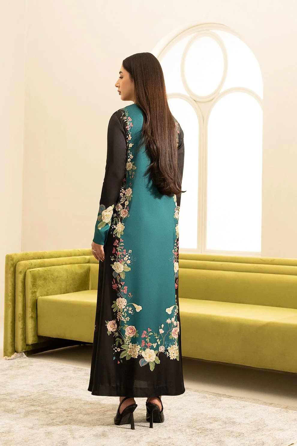 Sapphire Shimoz Silk with Printed Pashmina Shawll 3 Piece WC828 - Image 3