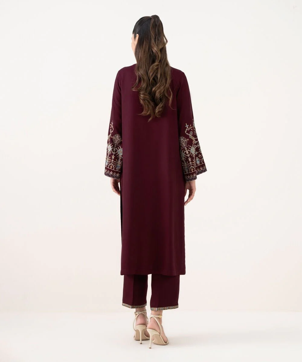 Sapphire Unstitched Winter 3 Piece Dhanak Embroidered Shirt with Shawll WC1241 - Image 3