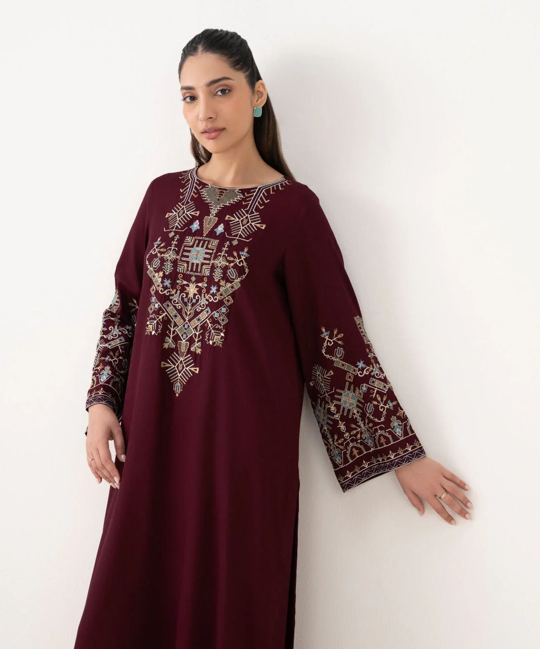 Sapphire Unstitched Winter 3 Piece Dhanak Embroidered Shirt with Shawll WC1241 - Image 5