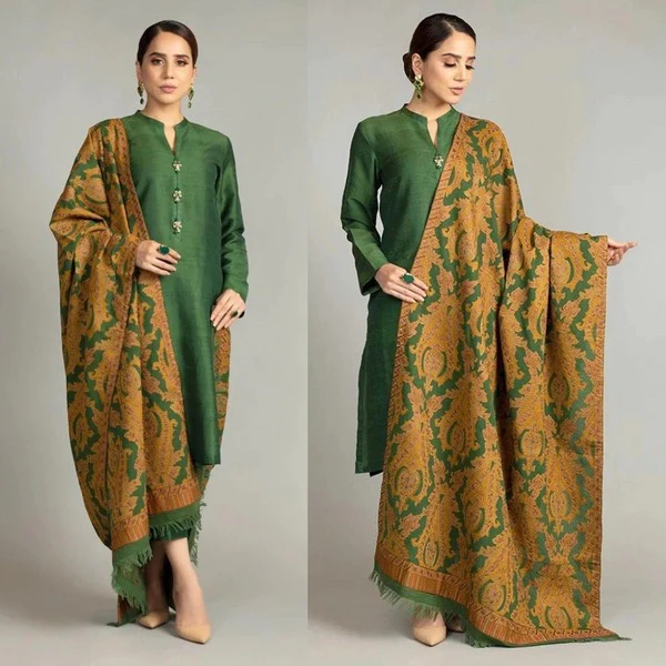 Sapphire Unstitched Winter Dhanak Suit with digital printed wool shawll 3 Piece WC540