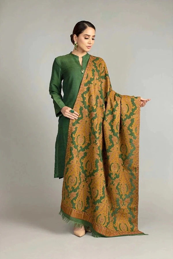 Sapphire Unstitched Winter Dhanak Suit with digital printed wool shawll 3 Piece WC540 - Image 4