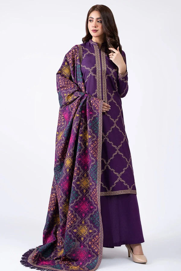 Sapphire Winter Embroidered Dhanak Dress Embroidered Dhanak Shawll 3 Piece WC603 - Image 3
