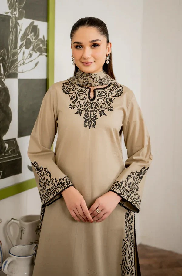 Sapphire Winter Embroidered Dhanak Dress with Printed Shawll 3 Piece Wc913 - Image 3