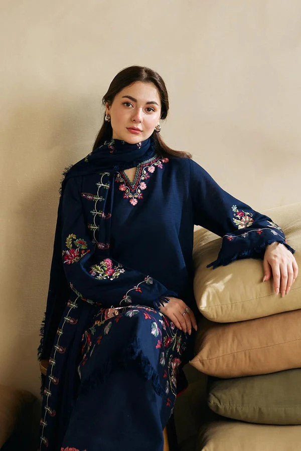 Sapphire Winter Embroidered Dhanak Suit Embroidered Dhanak Shawll 3 Piece WC601 - Image 3