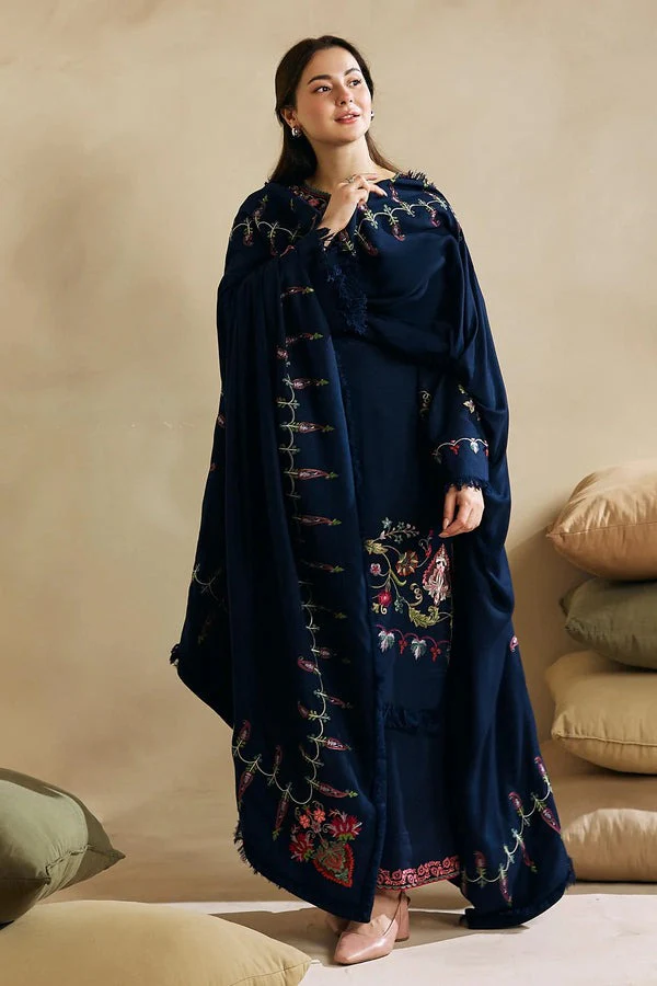 Sapphire Winter Embroidered Dhanak Suit Embroidered Dhanak Shawll 3 Piece WC601 - Image 4