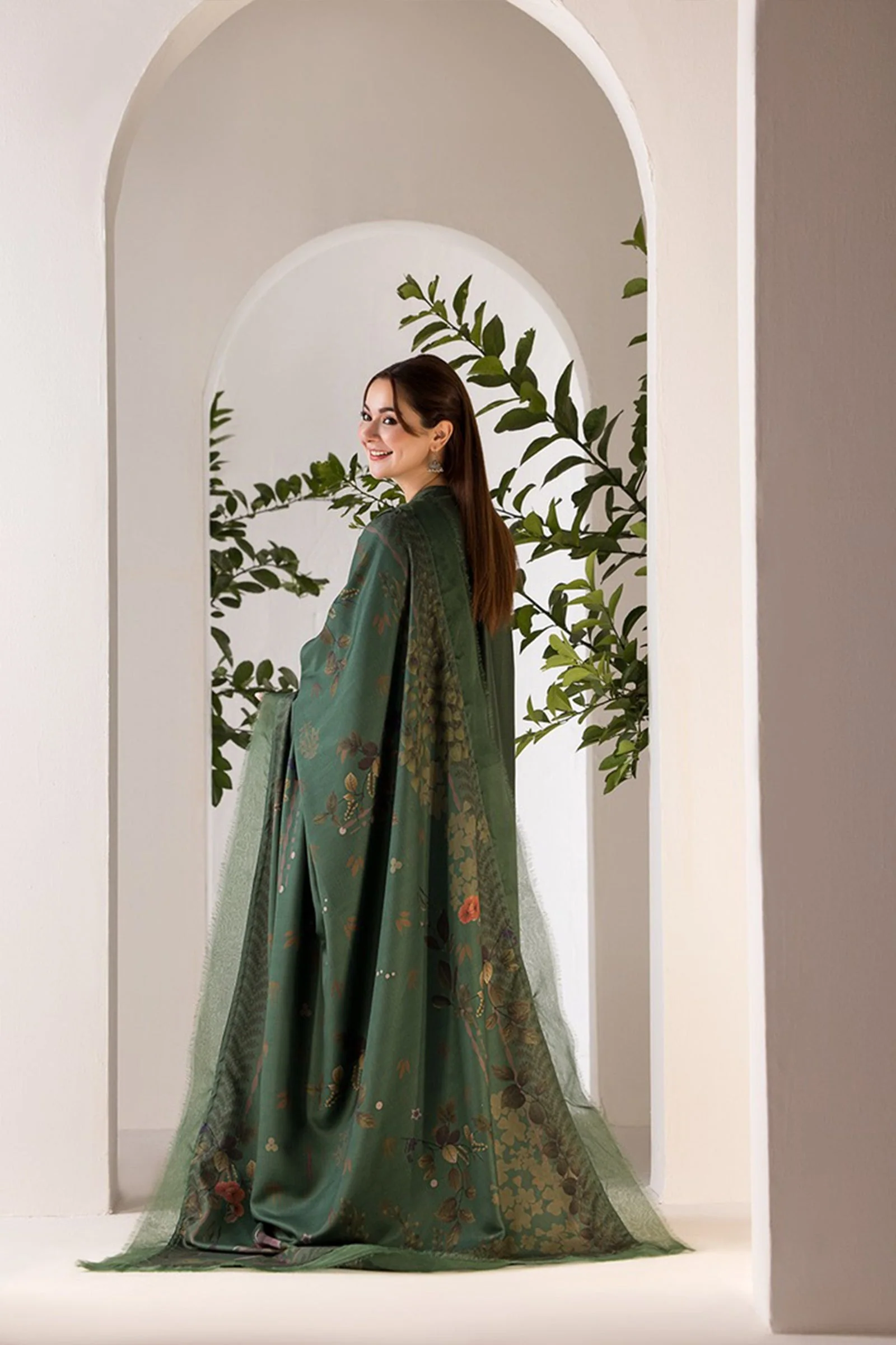 Sobia Nazir Winter 3 Piece Dhanak Embroidered Shirt With Wool Printed Shawll WC1122 - Image 3