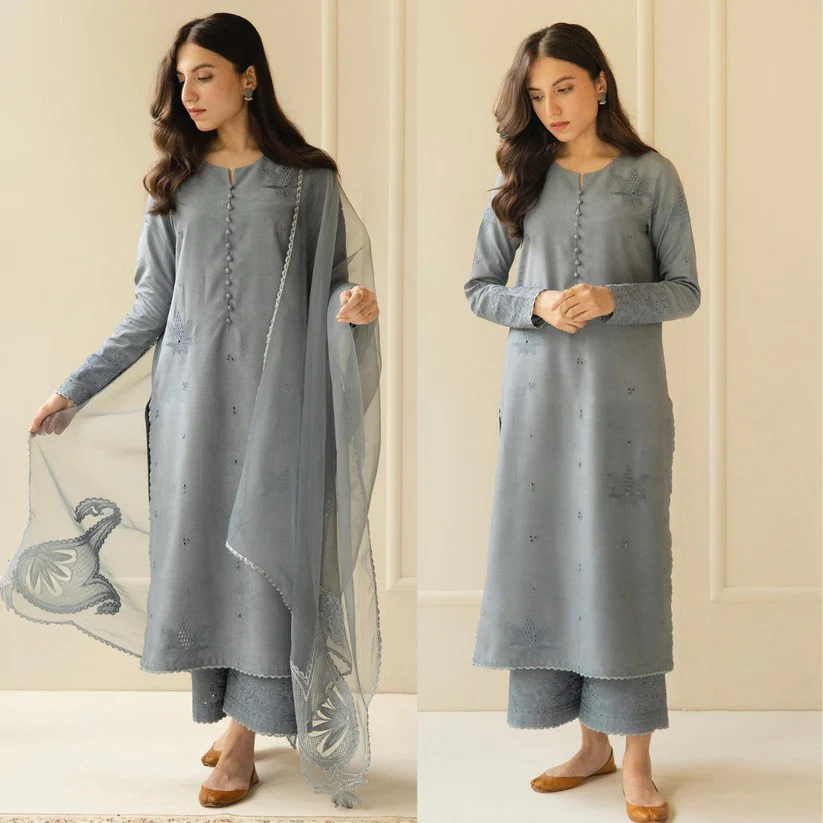 Summer Lawn Embroidered Shirt With Organza Embroidered Dupatta 3PC WC730