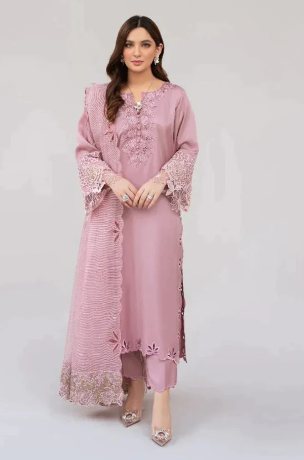 Unstitched Summer Embroidered Lawn Dress with Embroidered Organza Duppatta 3 Piece WC742 - Image 3