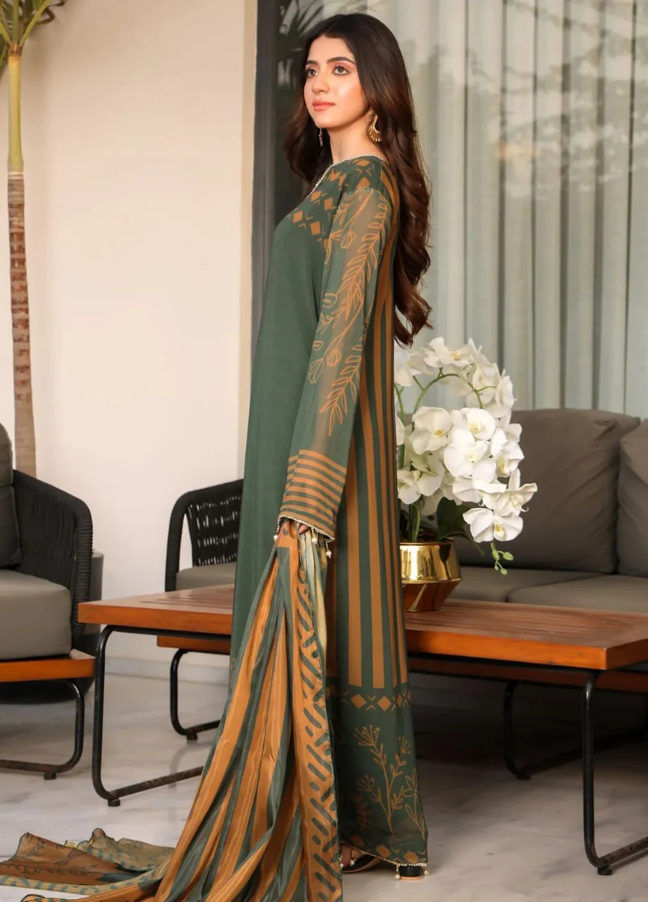 WC1099-Printed Summer Swiss lawn 3 Piece Dress - Image 4