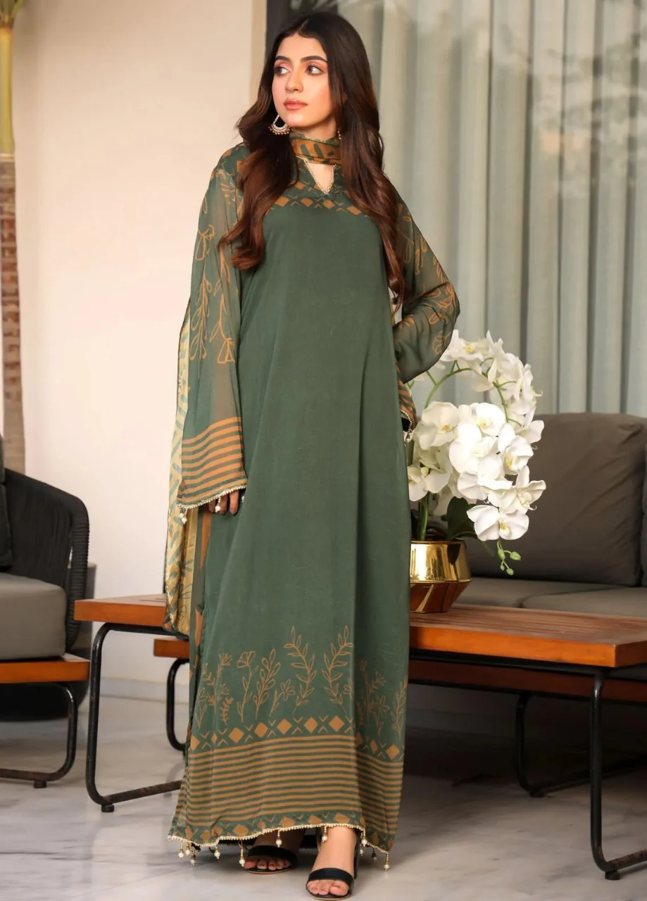 WC1099-Printed Summer Swiss lawn 3 Piece Dress - Image 5