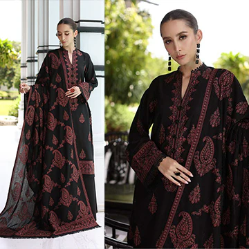 Unstitched Winter Embroidered Dhanak Dress with Printed Shawll 3 Piece WC823