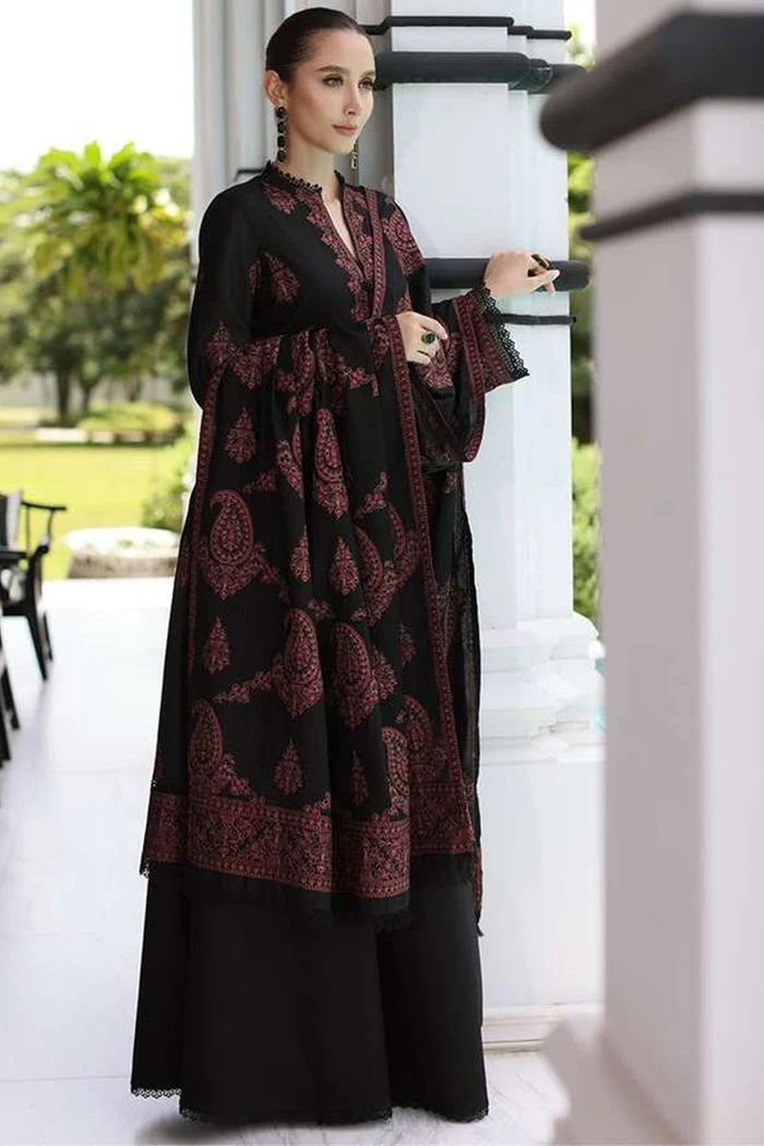 Unstitched Winter Embroidered Dhanak Dress with Printed Shawll 3 Piece WC823 - Image 4