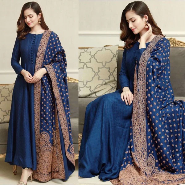 Unstitched Winter Linen Suit with Embroidered Linen Shawl 3 Piece WC408