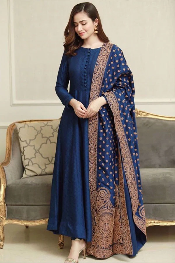 Unstitched Winter Linen Suit with Embroidered Linen Shawl 3 Piece WC408 - Image 2