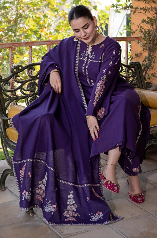 Urge 3 Piece Lawn Embroidered dress with Lawn Dupata Emb. Trouser WC1292 - Image 2