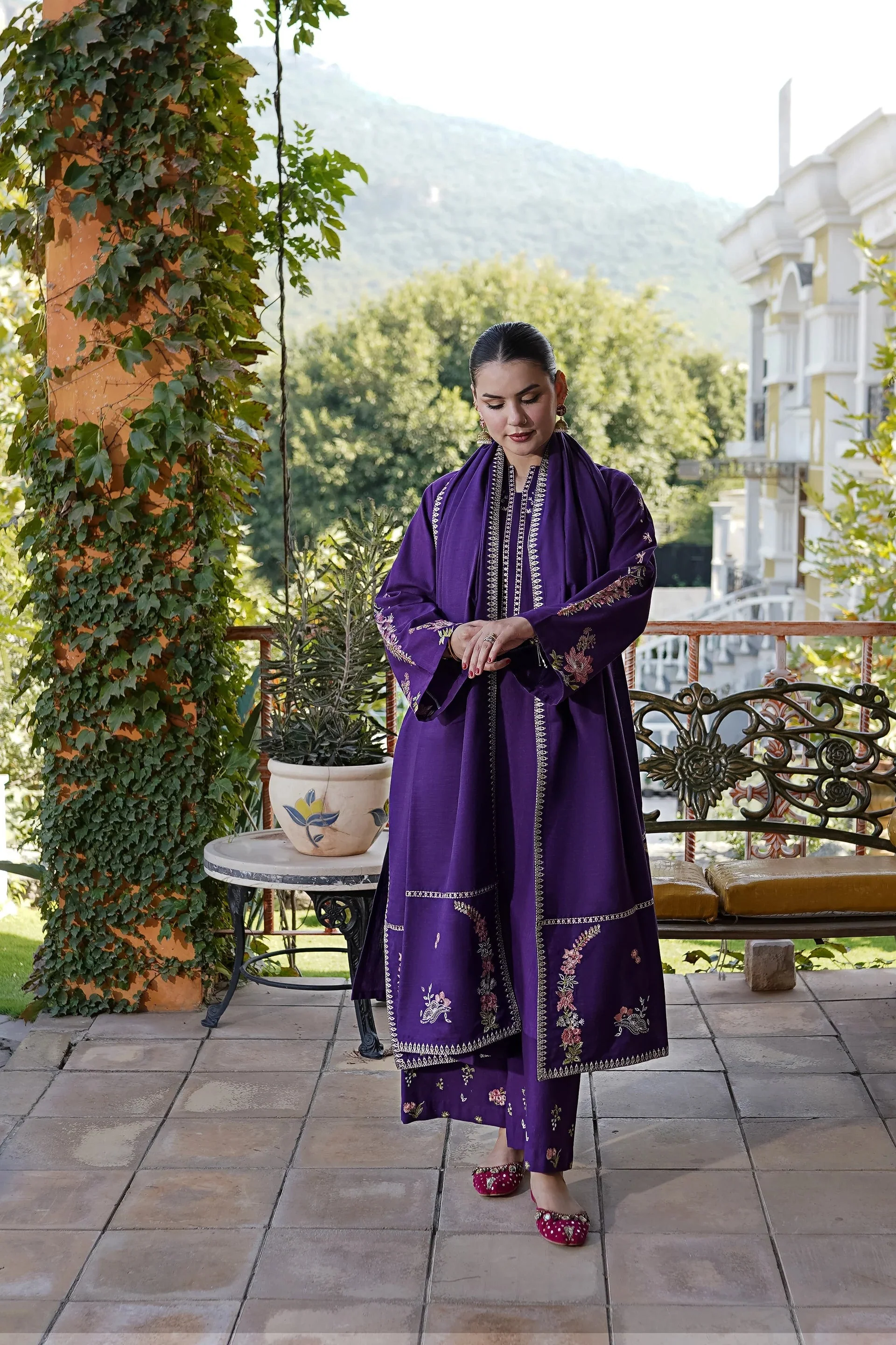 Urge 3 Piece Lawn Embroidered dress with Lawn Dupata Emb. Trouser WC1292 - Image 3