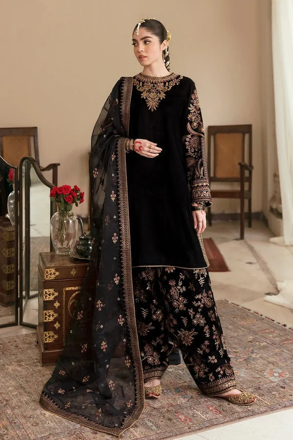Velvet Embroidered Dress Organza embroidered Dupata Silk Trouser WC563 - Image 3