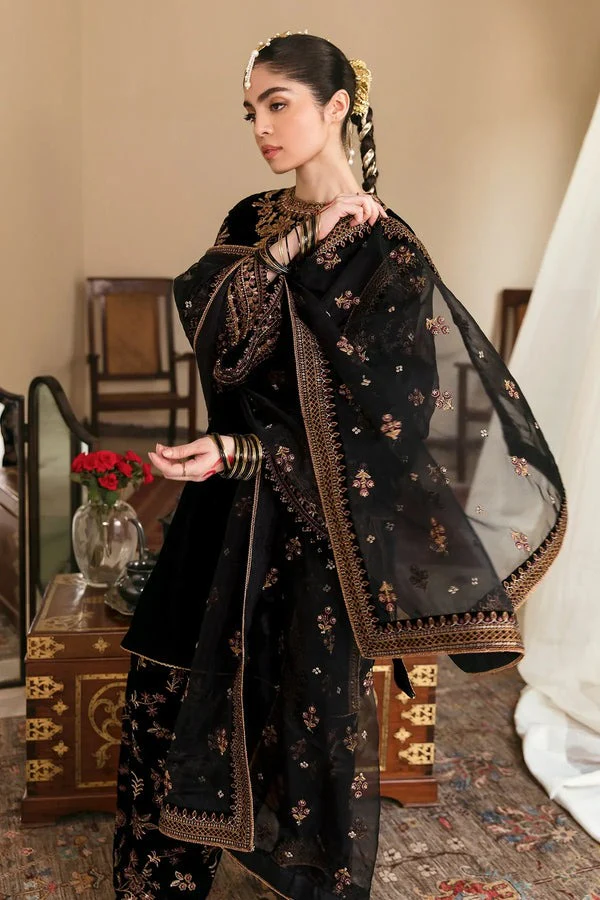 Velvet Embroidered Dress Organza embroidered Dupata Silk Trouser WC563 - Image 4
