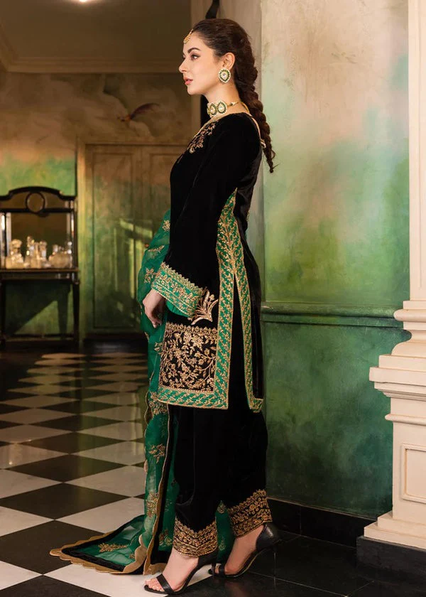 Velvet Embroidered Dress With Organza embroidered Dopata and Silk Trouser WC551 - Image 4