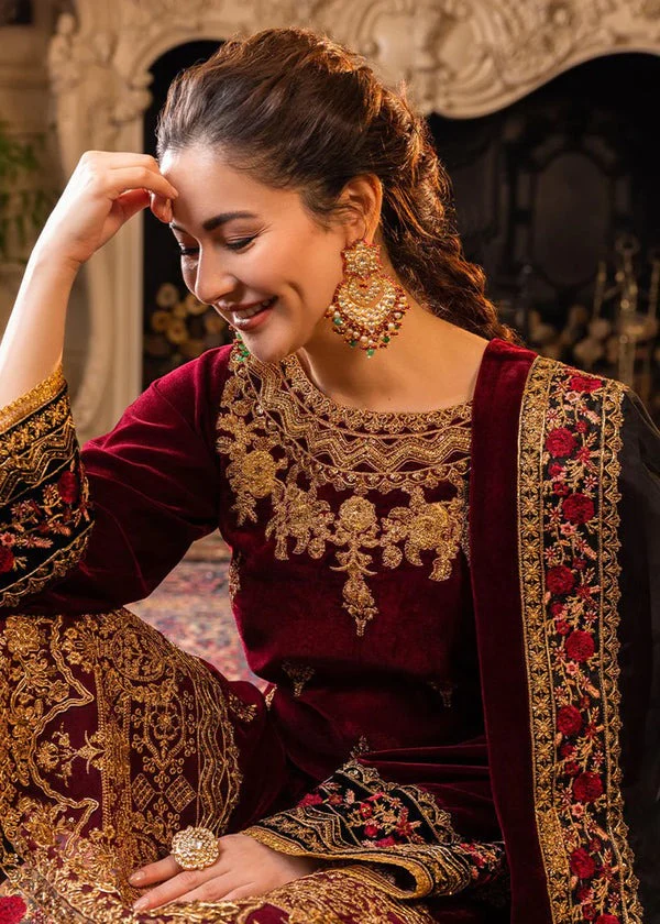 Velvet Embroidered Dress With Organza embroidered Dopata Silk Trouser WC556 - Image 4