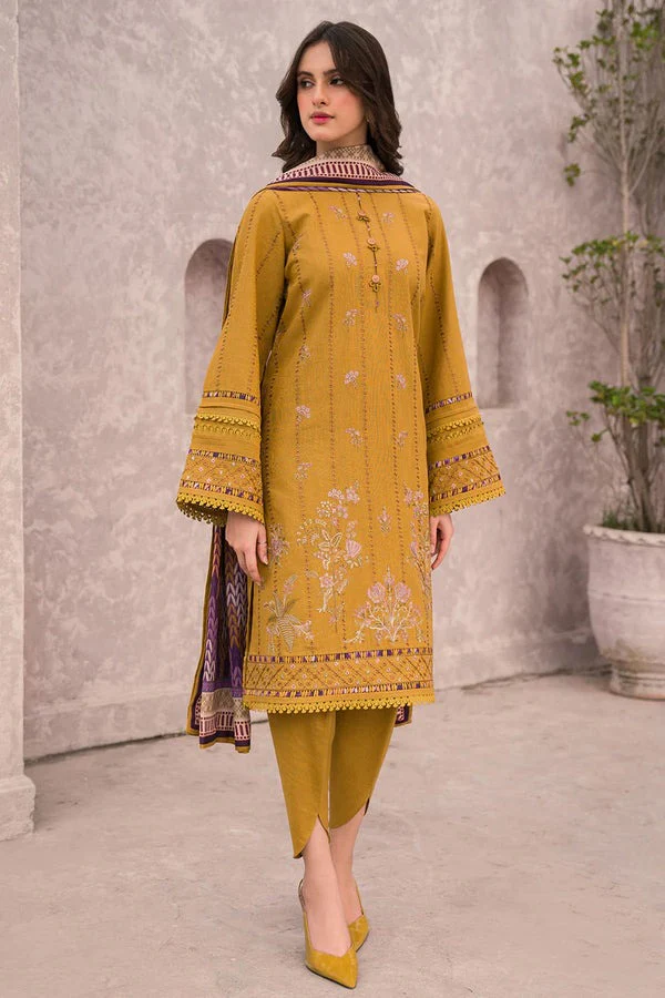Winter Embroidered Dhanak Dress with Printed Shawll 3 Piece WC618 - Image 3