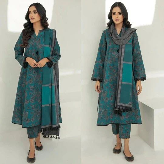 Winter 3 Piece Dhanak all over Printed dress and Dhanak Dupata WC1221