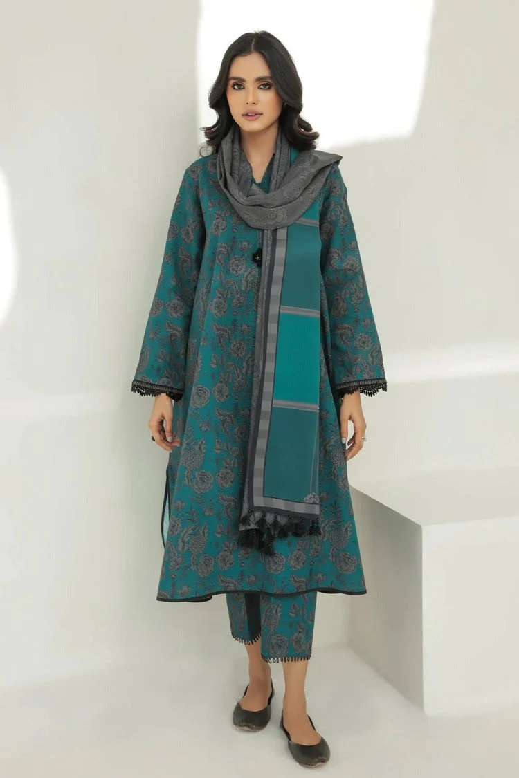 Winter 3 Piece Dhanak all over Printed dress and Dhanak Dupata WC1221 - Image 2