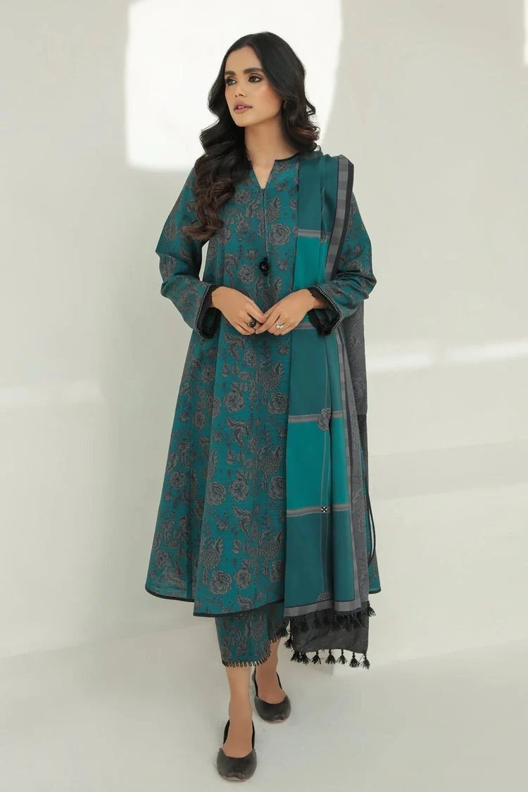Winter 3 Piece Dhanak all over Printed dress and Dhanak Dupata WC1221 - Image 3