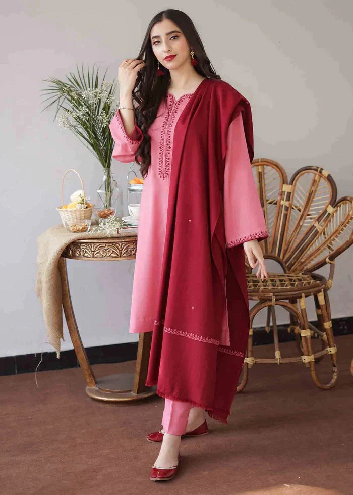 Winter 3 Piece Dhanak suit with Embroidered Dhanak Shawll WC406 - Image 2