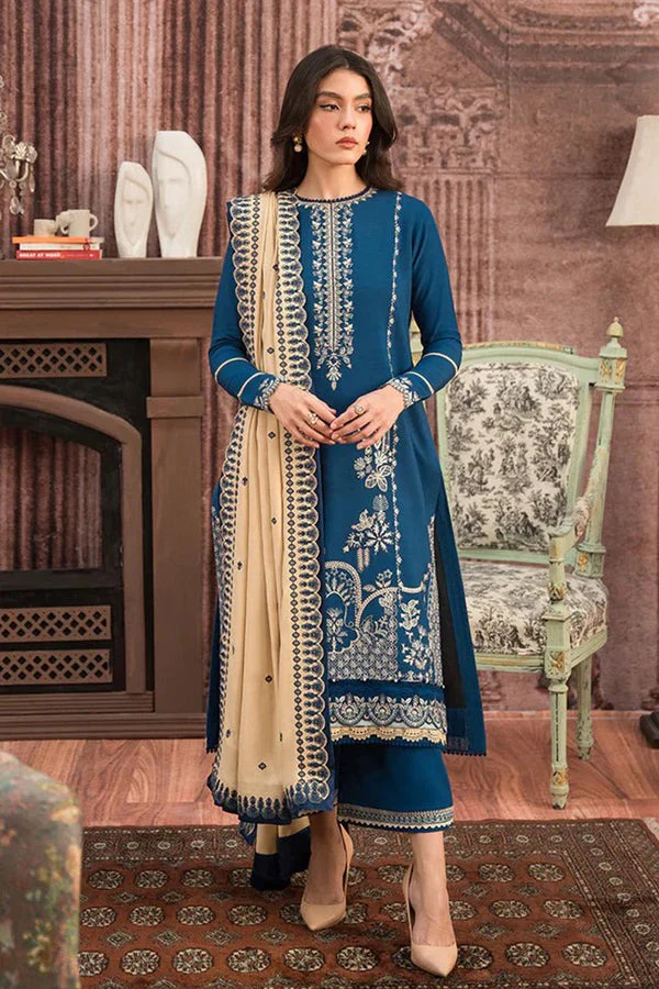 Winter 3 Piece Embroidered Dhanak Suit with Heavy Embroidered Dhanak Shawll WC917 - Image 2