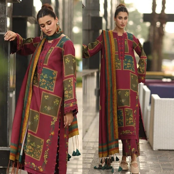 Winter 3 Piece Karandi Digital Print Dress WC1232