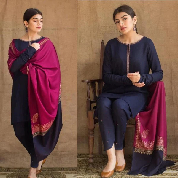 Winter Dhanak Dress with printed Shawll 3 Piece WC405