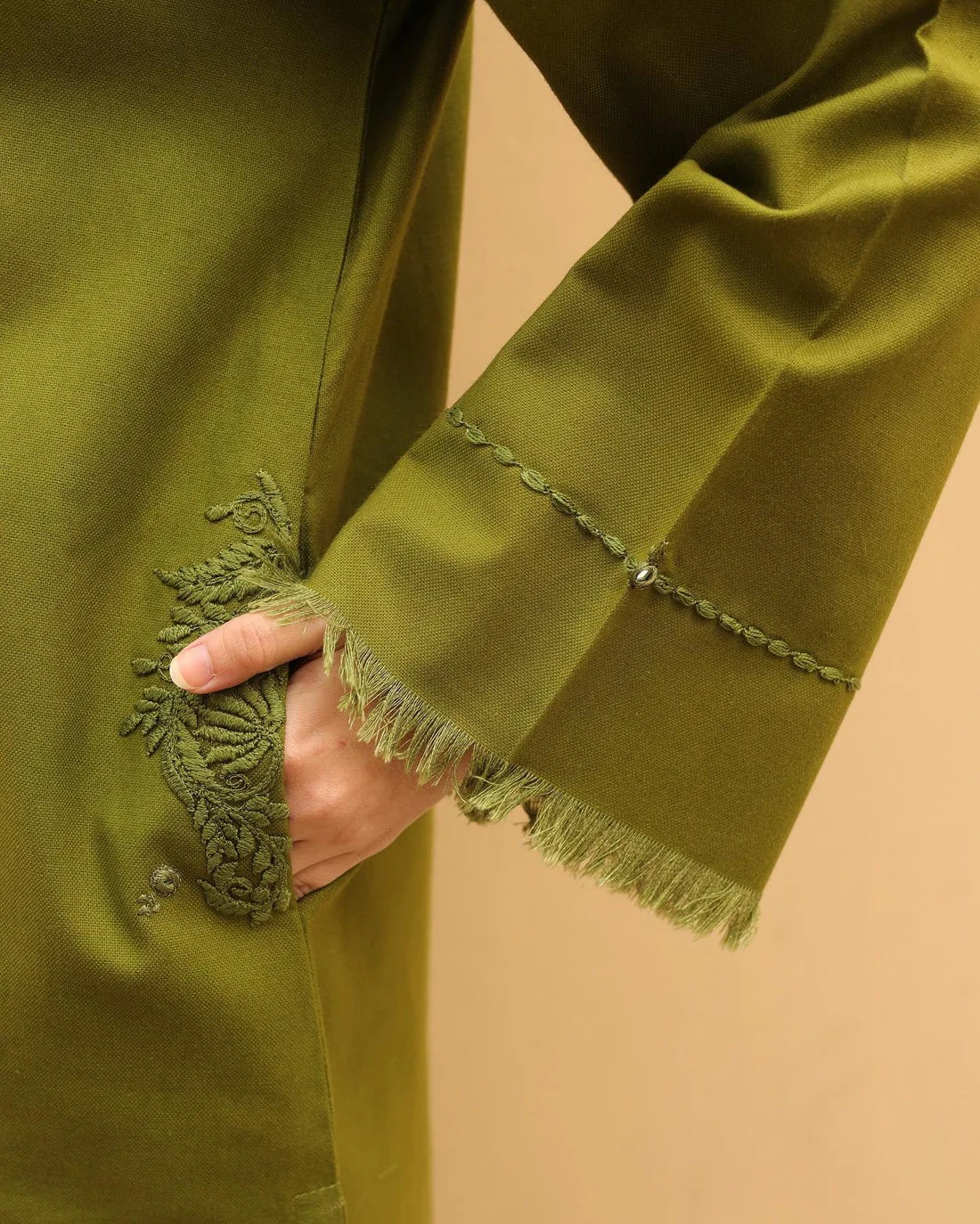 Winter Embroidered Dhanak Dress with Dhanak Embroidered Shawll 3 Piece WC564 - Image 3