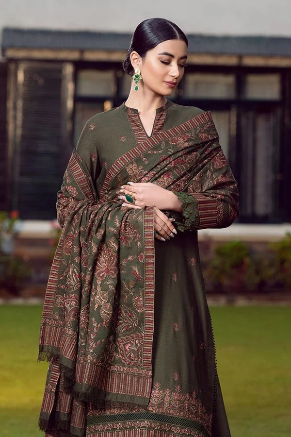 Winter Embroidered Dhanak Suit with Heavy Embroidered Dhanak Shawll WC415 - Image 4