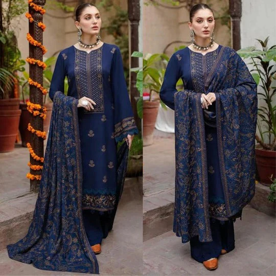 Winter Embroidered Shirt With Heavy Embroidered Dhanak Shawll 3 Piece WC609