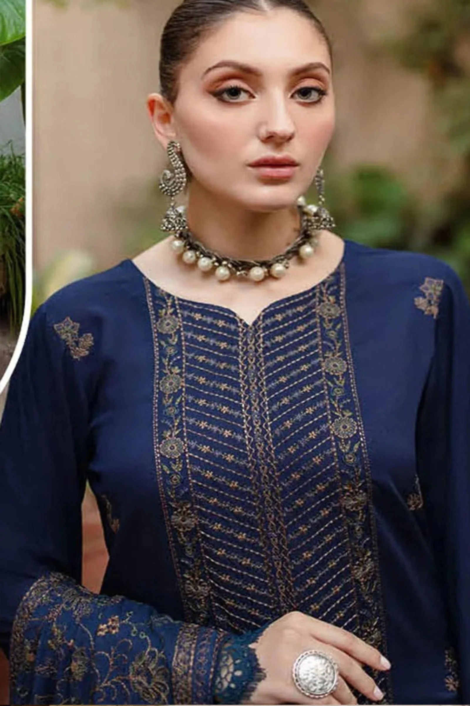 Winter Embroidered Shirt With Heavy Embroidered Dhanak Shawll 3 Piece WC609 - Image 3