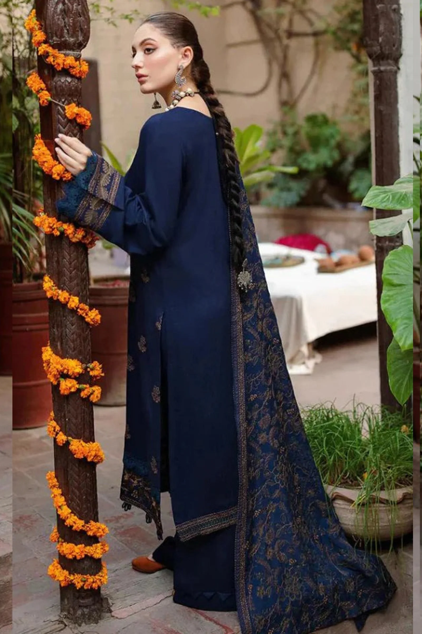 Winter Embroidered Shirt With Heavy Embroidered Dhanak Shawll 3 Piece WC609 - Image 4